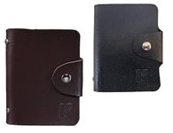 Kraptick 20 slots Cardholder with Double-Sided Slots, Wallet for Cards, ATM, Debit, Credit Cards Holder, Unisex Wallet with Leather Design, (Combo of Brown & Black)