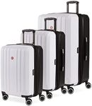 SwissGear 8028 Hardside Expandable Spinner Luggage, Black/White, 3-Piece Set (19/24/28)