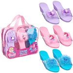 Expressions 3-Pack Princess Shoe Set - Dress Up Royalty Kids Wedge Heels Slip On Shoes - Pastel Colored, Pretend Play - Fits Toddler Size 7-10, Unicorn/Wedge, 7-10 Narrow Toddler