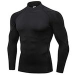 Men's Athletic Compression Shirts Long Sleeve Workout Running Gym Tops Sports Baselayers Undershirts Mock Turtleneck