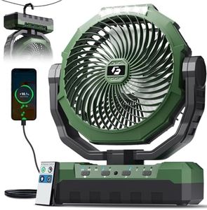 FRIZCOL 3-in-1 Camping Fan - Portable Fans Rechargeable - 24000mAh Battery Powered Fan(140Hrs) with Light & Remote for Indoor, Outdoor, Tent, Travel, BBQ, Fishing, Jobsite - Green