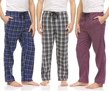 DARESAY 3 Pack: Plaid Pajama Pants for Men Mens Flannel Pajama Pants with Pockets & Button Fly (Up to 3XL)