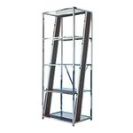 Coaster Home Furnishings Alamosa 4-Tier Bookcase with Glass Shelf Chrome Open Shelves Grey