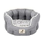 allpetsolutions Alfie Range Dog Bed - Warm, Fleece-Lined Machine Washable with Raised Rim - Calming Pet Sofa & Home Lounger with Extra Soft Reversible & Removable Pillow Cushion - Small, Grey