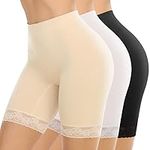 SIMIYA Shapewear Slip Shorts for Women Tummy Control Under Dress, 3 Pack Lace Ladies Short Seamless Underwear Shaper Boyshort