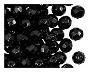 100 x Czech Faceted Glass Beads Fire-Polished Round 8 mm Jet Black