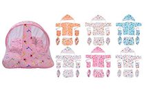 Toddylon Baby Bed New Born Baby Bedding Set | Baby Clothing Set | Combo | Mattress with Net | Jhabla Set | Gift Packs | Essentials | Infants | Baby Girls Boys (Multicolor, 0-6 Months)