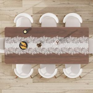 FURKIT Clear Plastic Table Cover Protector with Lace Pattern, Waterproof Easy Flat PVC Desk Pad Mat, 1.5mm Thick Rectangle Vinyl Table Top Protector for Dining Room Table, Office, Dresser (42" x 96")