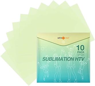 HTVRONT Clear HTV Vinyl for Sublimation, 10 Pack 12" X 10" Glossy Sublimation Vinyl High Transfer Rate, Bright Smooth Washable Sub HTV for Light-Colored Cotton Shirt/Hat/Pillow/Bag