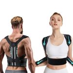 The Chic Way Posture Corrector, Adjustable & Breathable, Upper Back Brace with Pouch Bag for Posture Correction, Neck Shoulder & Upper Back Pain Relief for Women and Men (M)