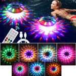 Rechargeable Floating Pool Lights (1 Pack) - Vibrant RGB Colors, IP68 Waterproof Pool Lights with Remote, USB-C Fast Charging, 6 Dynamic Modes Pool Lights for Pools, Halloween Decoration, Party