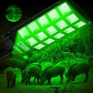 LANGY Hog Lights 12000LM Waterproof, Green Light for Night Hunting with Remote Control, Motion Sensor, and Metal Bracket, Green Solar Lights for Hunting Predator, Coyote, Varmint, Hog, Deer