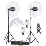 PICPRO Porta Kit - Pair of 9ft Light Stands with Pair of 1000W Halogen Porta Lights & Pair of Photography Umbrella with 2 Free Clamps in Carry Bag for Studio Setup (Porta Kit LS9-H)