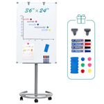 MAKELLO Mobile Whiteboard on Wheels for Office School Home, Adjustable Height, 36X24 inches