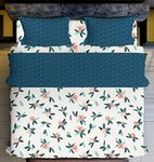 Mosho 220 TC Glace Cotton King 9 Feet Comforter Set Double Bed (Teal Floral)