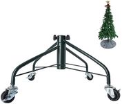 Ouvin Foldable Heavy Duty Christmas Tree Stand for 7 Foot Artificial Tree Holder with 4 Wheels (Green)