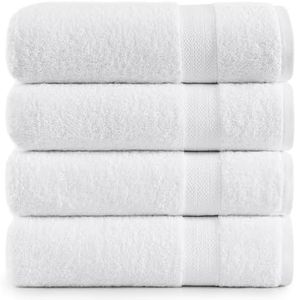 White Bath Sheets Set-Bath Towels Extra Large, 100% Cotton Bathroom Towels, 4 pack Bath towel set, Spa Quality Large Bath Towels for Bathroom Set, bath sheets white towels for adults -Bath sheet 35x66