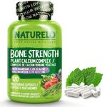 NATURELO Bone Strength - Plant-Based Calcium, Magnesium, Potassium, Vitamin D3, VIT C, K2 - GMO, Soy, Gluten Free Ingredients - Whole Food Supplement for Bone Health - 120 Vegan Friendly Capsules