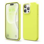 elago Compatible with iPhone 15 Pro Max Case, Liquid Silicone Case, Full Body Protective Cover, Shockproof, Slim Phone Case, Anti-Scratch Soft Microfiber Lining, 6.7 inch (Neon Yellow)