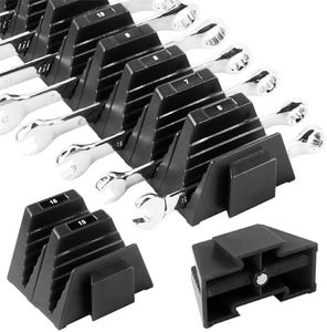 CENFORGE 48PC Modular Wrench Organizer Magnetic, Wrench Organizer for Tool Box Drawer - Wrench Holders with Metric & SAE Labels, Gift for Mechanics (48, Black)