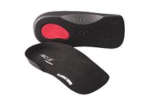 PRO 11 WELLBEING 1 Pair of Slim Fit 3/4 Orthotic Insoles with Heel Pad for Plantar Fasciitis (9/10.5 UK, Black)