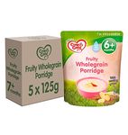 Cow & Gate Fruity Wholegrain Porridge Baby Food Cereal, 6+ Months, 125g (Pack of 5)