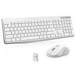 KOORUI Wireless Keyboard and Mouse Combos, 2.4G USB Silent Keystrokes Full Size Keyboard 3DPI Mouse for Windows MacOS Linux, 12 Multimedia and Shortcut Keys for Desktop Computer/Laptop/PC(white)