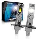 NOVSIGHT H1 LED Headlight Bulb - 1:1 Mini Size 6500K Cool White Light, 60W 24000LM H1 Headlight Bulbs Car Conversion Kit, Plug and Play,IP68 Waterproof,Pack of 2