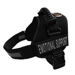 ALBCORP Emotional Support Dog Vest – Reflective Harness - Woven Polyester and Nylon, Comfy Mesh Padding - Sizes from XXS to XL – Service Dog Patches Included. Black, Large