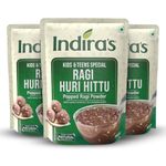 Indira's Ragi Huri Hittu Special - Teens & Kids, Popped Ragi Mix (400g, Pack of 3), Ragi Malt Mix, Instant Ragi Porridge Mix, Ragi Laddu Mix with with Cashew Nuts, Malt Extracts & Spices