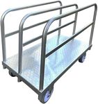 Heavy Duty Lumber Drywall Dolly, Steel Panel Truck Cart Platform Truck, 6" Swivel Brake Casters, 3 Side Handrails, Hold up to 2000lbs (39" x 24")
