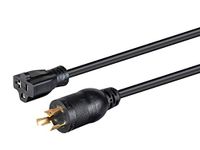 Monoprice Heavy Duty Extension Cord - 2 Feet - Black | Locking Connector - NEMA L5-20P to NEMA 5-15/20R, 12AWG, 20A, Sjtw, 125V