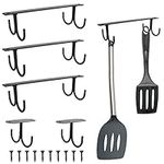 GIRAFEDA 5 Sets Mug Holder Under Cabinet Hanging Rack Coffee Cup Hangers 16 Hanging Cup Holder Under Shelf Tea Cup Organizer with Screws for Mugs, Coffee Cups and Kitchen Utensils Display (Black)