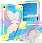 DUEDUE for iPad 10th Generation Case, iPad 10.9 Case for Kids, iPad 2022 Case for Kids, Butterfly Wings Kickstand with Pencil Holder Shockproof Protective Tablet Case for iPad 10.9'', Colorful Green