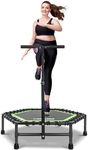 ONETWOFIT 42“/45" Rebounder Trampoline for Adults with Handle Bar, Silent Mini Trampoline Indoor Exercise Fitness Bungee Rebounder Outdoor (Green-45in)