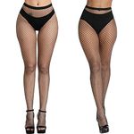 Aomig 2 PCS Black Fishnet Tights for Women, Pantyhose Fish Net Stockings, Fishnet Tights Stockings, High Stockings Sexy Outfit, High Waist Suspender Pantyhose, One Size Fit All