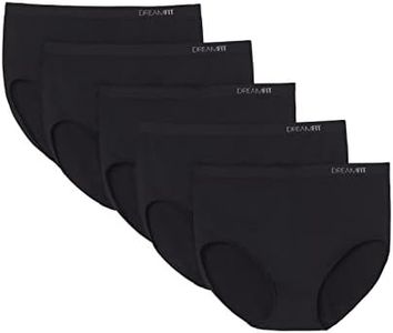 DREAMFIT Underwear for Women Seamless Full Coverage High Rise Brief Microfiber Panties 5 Pack Multipack Regular and Plus Size - Medium, Black