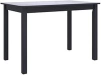 vidaXL Modern Dining Table - Solid Rubber Wood Frame with Durable MDF Top - Black Finish - Dimensions: 114x71x75 cm