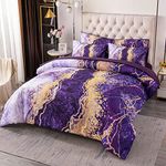 PERFEMET 6 Pcs Bed-in-A-Bag Purple Watercolor Marble Colorful Comforter Set,Ultra Soft and Lightweight Bedding Comforter Sheets Set,Luxurious Bedroom Decoration Durable Quilt Set (Purple,Queen)