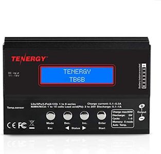 Tenergy TB-6AB Balance Charger Discharger 1S-6S Digital Battery Pack Charger for NiMH/NiCD/Li-PO/Li-Fe Packs w/ LCD Display Hobby Battery Charger w/ Tamiya/JST/EC3/HiTec/Deans Connectors + Power Supply