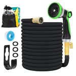 Expandable Garden Hose 25ft, Flexible Garden Hose with 10 Function Nozzle Multifunctional Watering Hose with Brass Connector Lightweight Retractable Long Hose Pipe with Hook and Storage Bag