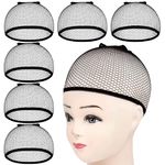 Wig Caps,MORGLES 6pcs Mesh Net Wig Caps Weaving Hair Net for Wig Close End Fishnet Wig Cap(Black)