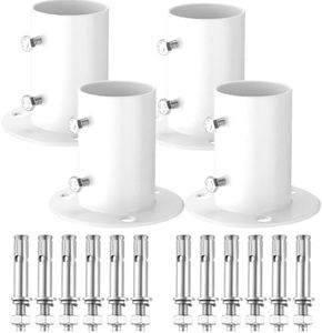 JaGely 4 Pieces 304 Stainless Steel Deck Flanges White Flange Rod End Holder Pool Deck Anchors Pool Handrail Flange for 1.5" above Ground Pool Ladders and Handrails Installation and Replacement