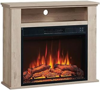 BALDERIA cheminée électrique Frida | Cheminée sur Pied avec Chauffage 2000 W | Compartiment supplémentaire, Effet Flamme 3D | Foyer avec télécommande, minuterie, Thermostat | Chêne Clair, Bronze