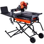 VEVOR Wet Tile Saw with Stand, 10-inch 65Mn Steel Blade, 4500 RPM Motor, Tile Cutter Wet Saw with Water Reservoir and Casters, 0-45 Degrees Miter Angle for Cutting Tiles, Floor Tiles, and Stones