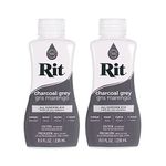 Rit Dye Multi-Purpose Liquid 8 OZ. | Great for Clothing, Accessories, Décor, and Much More | 2-Pack, Chacoal Gray