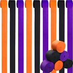 9 Rolls Crepe Paper Craft Streamers Hanging Halloween Crepe Paper Streamers Black Orange Purple Crepe Paper Roll Streamer Curtain Backdrop Hanging Tassels for Festival Party Halloween Decor