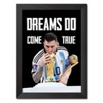 TenorArts Lionel Messi Poster Argentina World cup 2022 Moments Laminated Poster Framed Paintings with Matt Finish Black Frame (12 inches x 9inches)