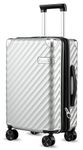 LUGGEX Carry On Luggage for Airplanes - Polycarbonate Expandable Hard Shell Suitcase for Traveling (Silver, 20 Inch)