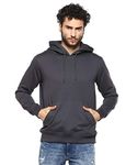 Alan Jones Clothing Men's Fleece Regular Fit Hooded Hoodies (Ss19-Rnhd11-Charcoal-M_Charcoal Grey_Medium)